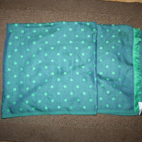 Talbots Fringed Green / Dark Green Polyester Long Winter Scarf - Picture 3 of 10